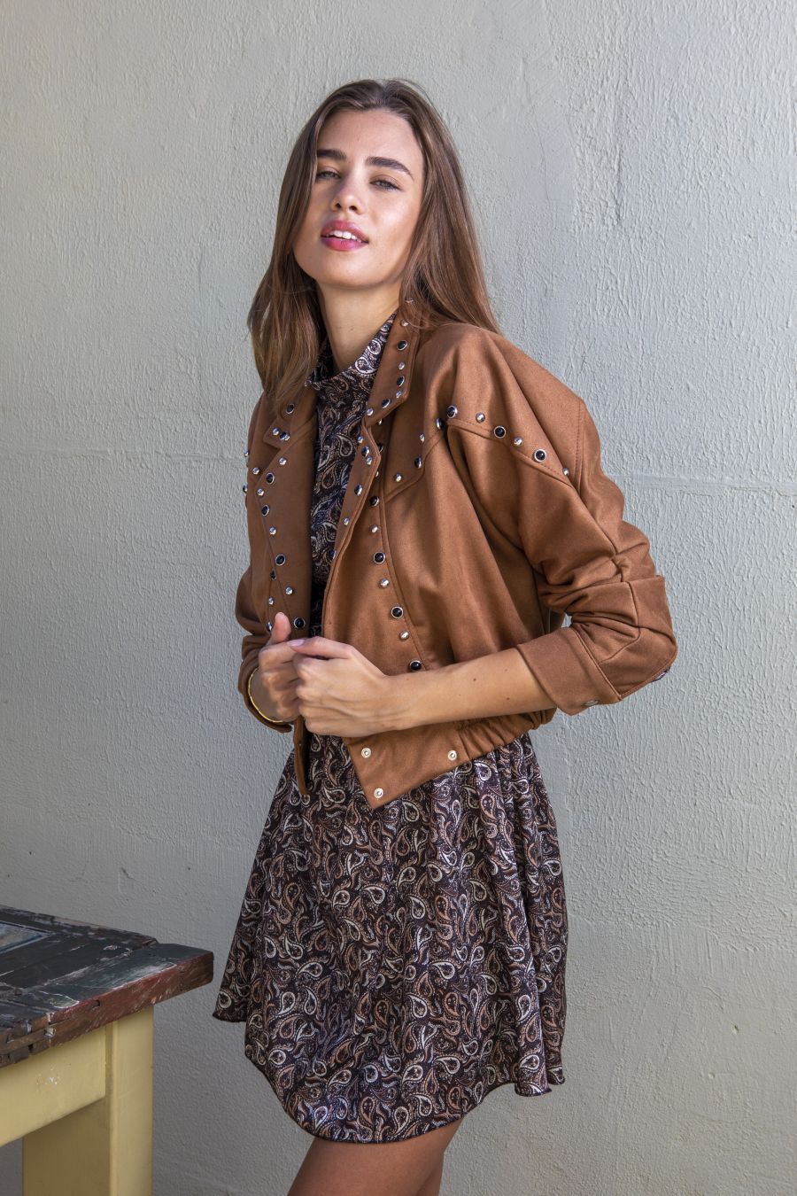 Suede jacket with trunks